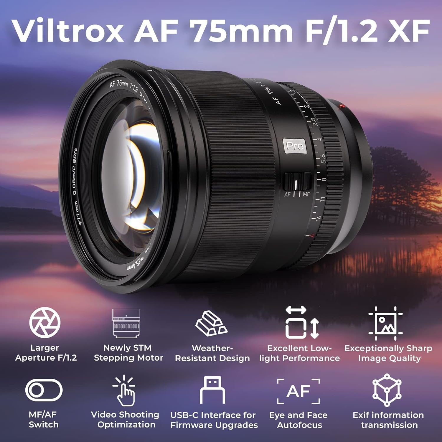 Viltrox 75mm F1.2 Pro Level Autofocus Lens for Fuji X-Mount Mirrorless Cameras - cambuy-lives Viltrox 75mm F1.2 Pro Level Autofocus Lens for Fuji X-Mount Mirrorless Cameras - cambuy-lives